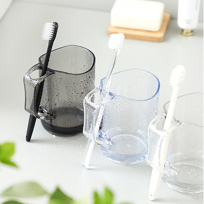 创意简约ins弧形牙刷杯洗漱口杯子家用透明塑料加厚实用情侣牙缸